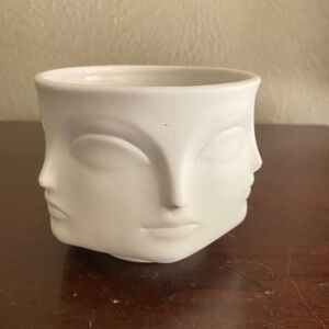 White Ceramic Face Planter or Votive Holder, Inspired by Artist Muses